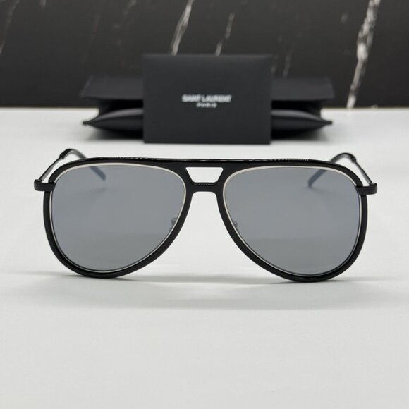 NEW SAINT LAURENT CLASSIC 11 RIM 002 BLACK AVIATOR SUNGLASSES SAINT LAURENT - Picture 2 of 11